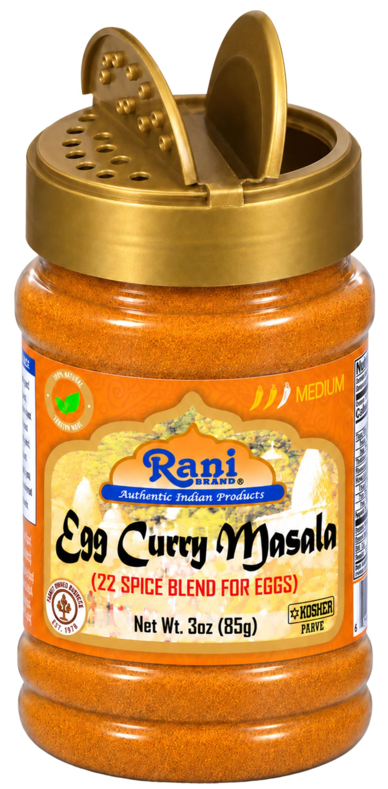 Rani Egg Curry Masala, 21 Spice Blend 3oz (85g) Shaker Top For Your Eggs or Tofu Scramble ~ All Natural | Vegan | Gluten Friendly | NON-GMO | Kosher