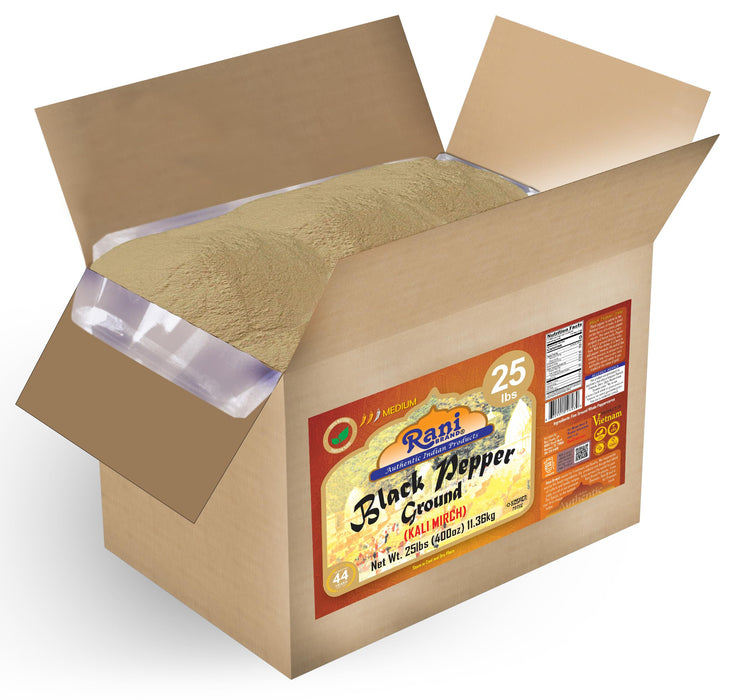 Rani Black Pepper Fine Powder 80 Mesh, 400oz (25lbs) 11.36kg Bulk Box ~ All Natural | Vegan | Gluten Friendly | NON-GMO | Kosher