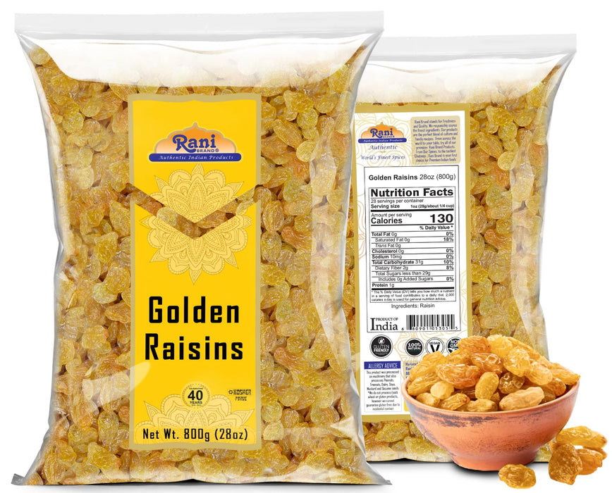 Rani Golden Raisins 28oz (800g) ~ All Natural | Gluten Friendly | NON-GMO | Kosher | Vegan | Indian Origin