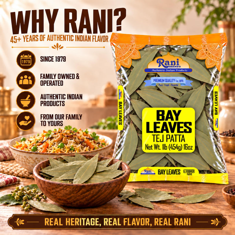 Rani Bay Leaf (Leaves) Whole Spice Hand Selected Extra Large 16oz (1lb) 454g Poly ~ All Natural | Gluten Friendly | NON-GMO | Kosher | Vegan | Indian Origin