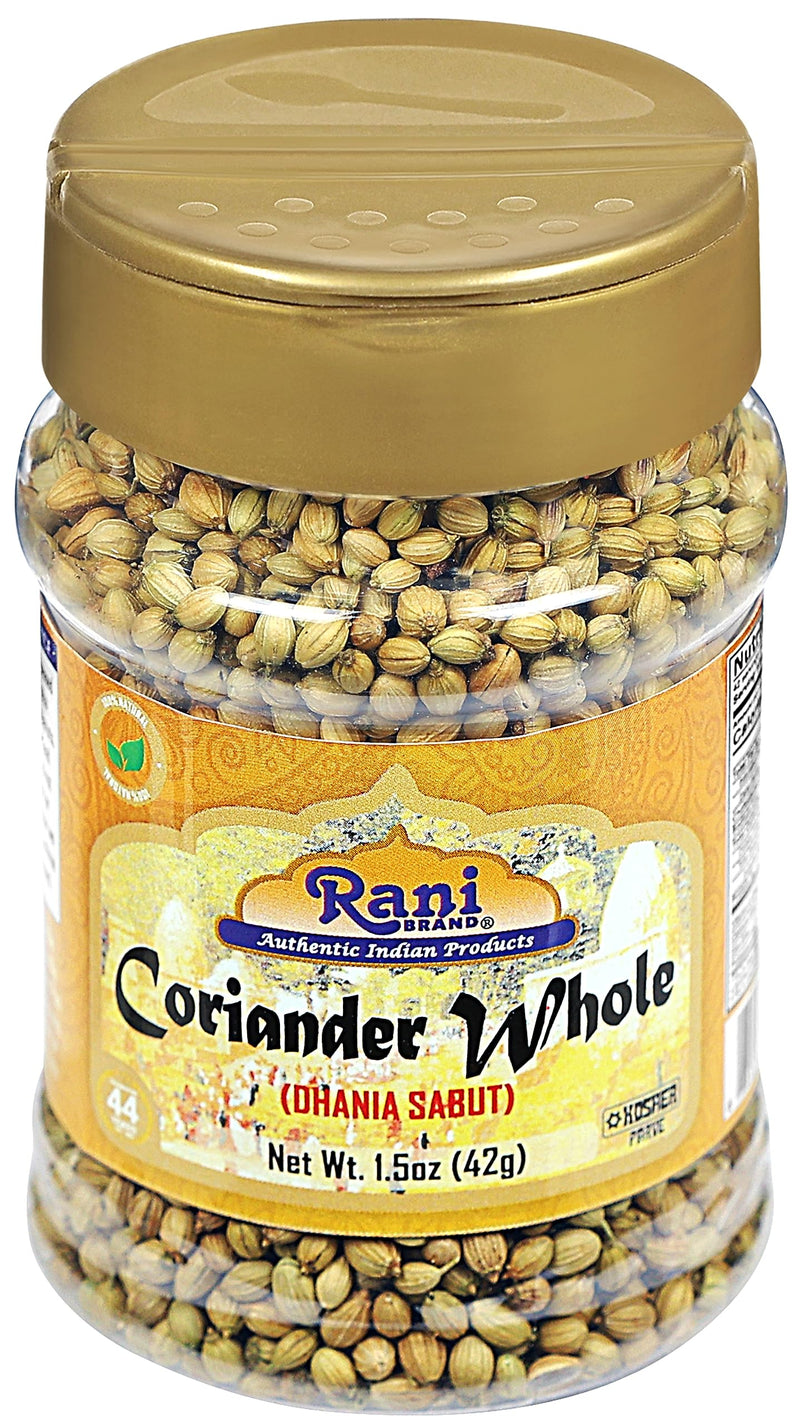 Rani Coriander (Dhania) Seeds Whole, Indian Spice 1.5oz (42g) PET Jar ~ All Natural | Gluten Friendly | NON-GMO | Vegan | Kosher | Indian Origin