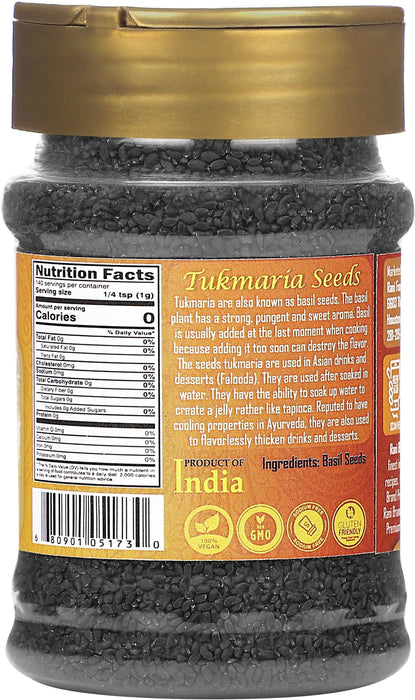 Rani Tukmaria (Natural Holy Basil Seeds) 4.94oz (140g) Used for Falooda / Sabja Dessert, Spice & Ayurveda Herbal ~ Gluten Friendly | NON-GMO | Kosher | Vegan | Indian Origin