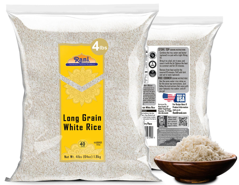 Rani Long Grain White Rice 64oz (4lbs) 1.81kg Bulk  ~ All Natural | Gluten Friendly | Vegan | Non-GMO | Kosher | Product of USA