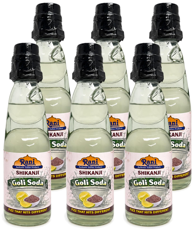 Rani Shikanji Goli Soda 6.7 fl oz (200 ml) Glass Bottle with Marble Seal, Pack of 6 ~ Vegan | Gluten Free | Non-GMO | Indian Origin