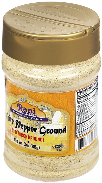 Rani White Pepper (Peppercorns) Ground, Spice 3oz (85g) ~ All Natural | Vegan | Gluten Friendly | NON-GMO | Kosher | Indian Origin