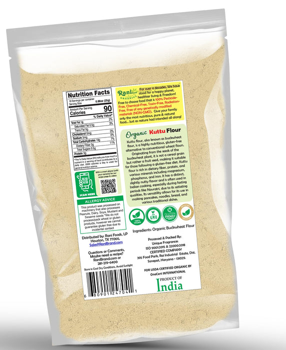 Rani Organic Kuttu (Buckwheat) Flour 16oz (1lb) 454g ~ All Natural | Gluten Friendly | NON-GMO | Kosher | Vegan | Indian Origin | USDA Organic Certified