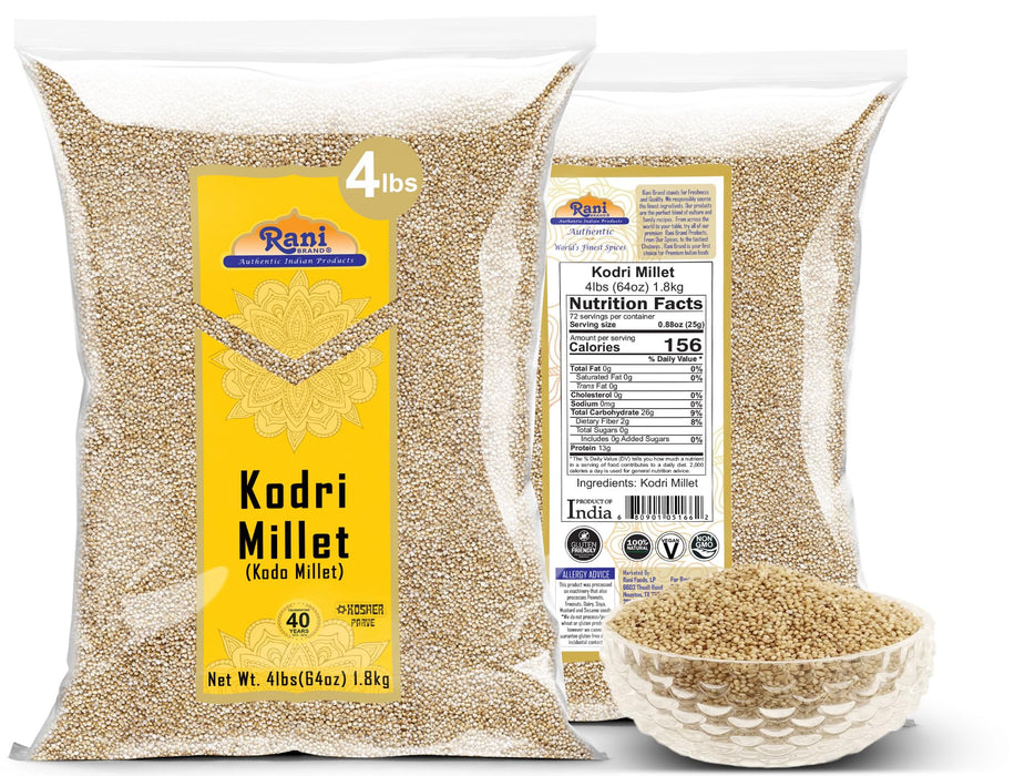 Rani Kodri (Polished Kodo Millet Seeds) Ancient Grains, 64oz (4lbs) 1.81kg ~ All Natural | Gluten Friendly | NON-GMO | Kosher | Vegan | Indian Origin
