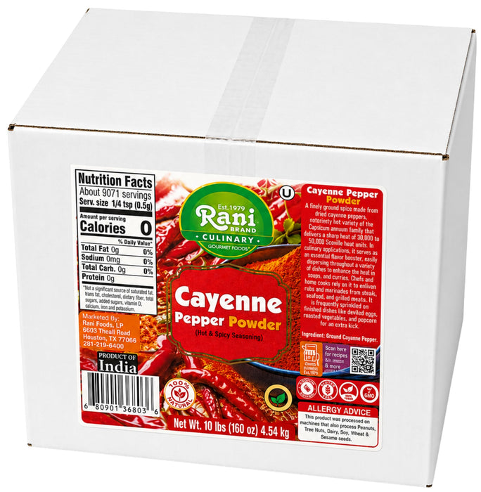 Rani Cayenne Pepper Powder (Hot & Spicy Seasoning) 160oz (10lbs) 4.54kg Bulk Box ~ All Natural | Gluten Free | NON-GMO | Kosher | Vegan | Product of India