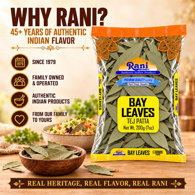 Rani Bay Leaf (Leaves) Whole Spice Hand Selected Extra Large 7oz (200g) ~ All Natural | Gluten Friendly | NON-GMO | Kosher | Vegan | Indian Origin (Tej Patta)