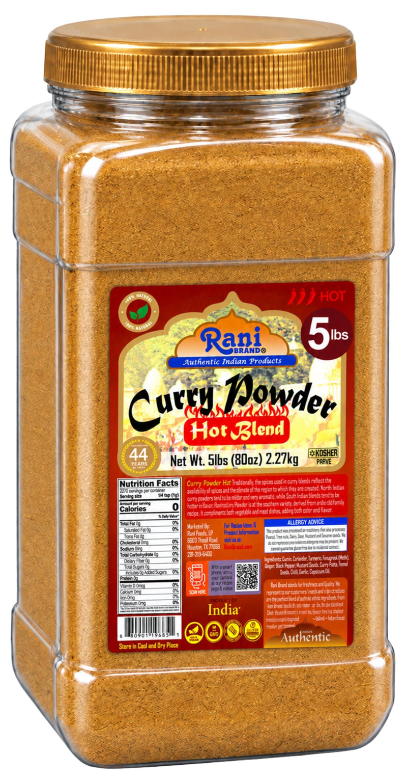 Rani Curry Powder Hot Natural 11-Spice Blend 5lbs (80oz) Bulk ~ Salt Free | Vegan | Gluten Friendly | NON-GMO