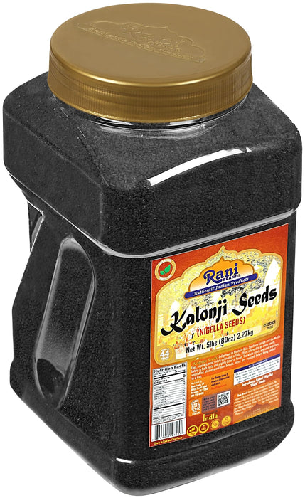 Rani Kalonji Seeds Whole (Black Seed, Black Cumin) Spice 80oz (5lbs) 2.27kg Bulk PET Jar ~ All Natural | Gluten Friendly | NON-GMO | Kosher | Vegan