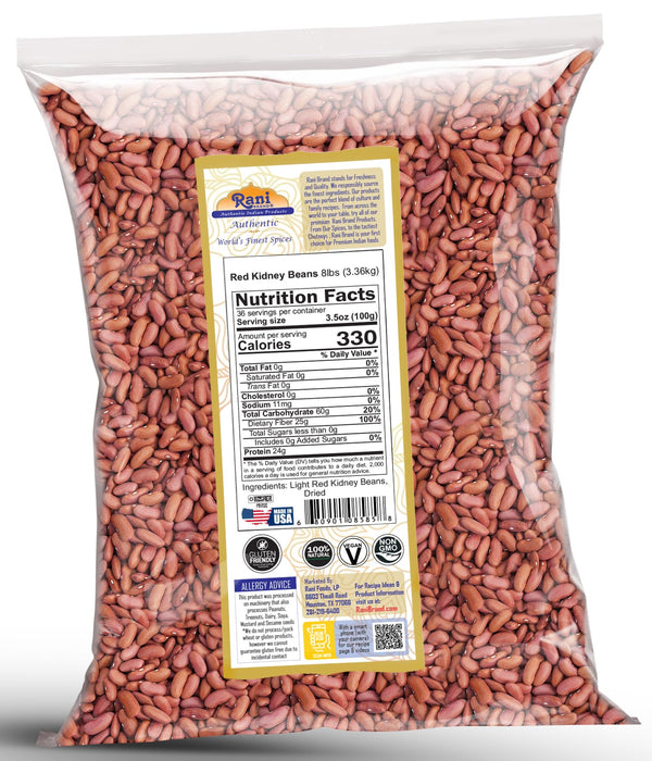 Rani Red Kidney Beans, Light 128oz (8lbs) 3.63kg Bulk ~ All Natural | Vegan | Gluten Friendly | NON-GMO | Kosher | Raj Mah
