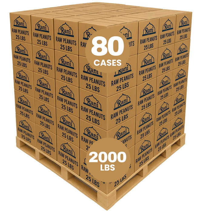 Rani Peanuts, Raw Whole With Skin (uncooked, unsalted) 25lbs (400oz) Bulk Box, 80 cases per Pallet ~ All Natural | Vegan | Gluten Friendly | Fresh Product of USA ~ Spanish Grade Groundnut/Red-skin