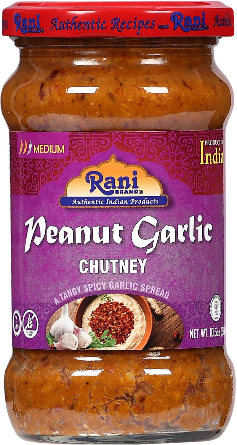 Rani Peanut Garlic Chutney 10.5oz (300g) Glass Jar, Ready to Eat ~ Vegan | Gluten Free | NON-GMO | No Colors | Indian Origin