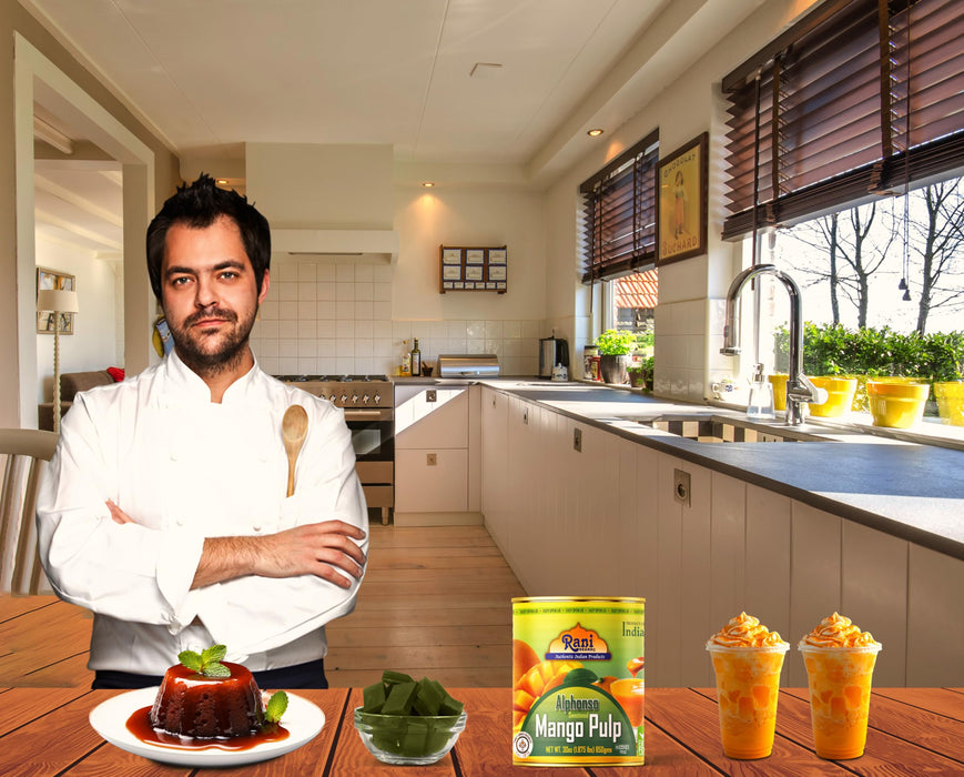 Rani Mango Pulp Puree (Makes Mango Lassi Shakes) Alphonso Sweetened 30oz (1.875lbs) 850g ~ Kosher | All Natural | NON-GMO | Vegan | No colors | Gluten Friendly | Indian Origin