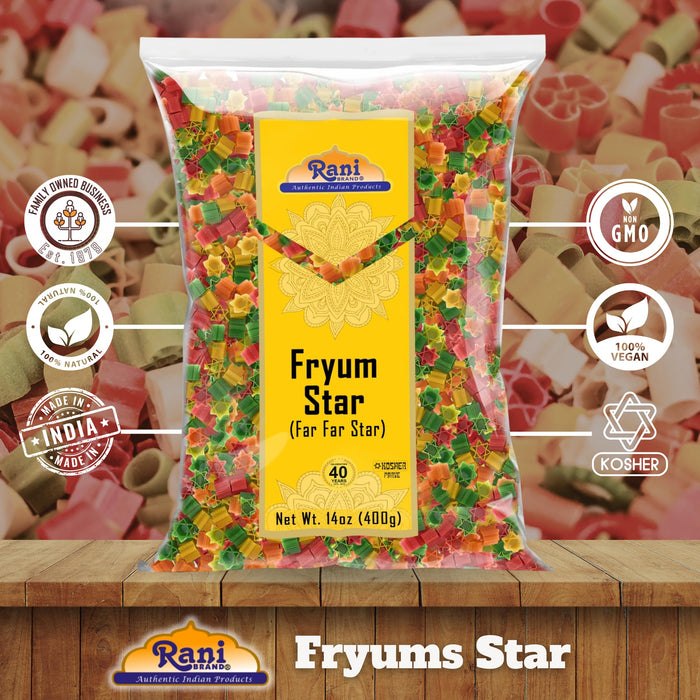 Rani Far Far / Fryums (Wheat & Tapioca Pellet) Star Shape 14oz (400g) ~ Vegan, Kosher, Uncooked, Used to Make Papad, Bhungra / Chip Snack