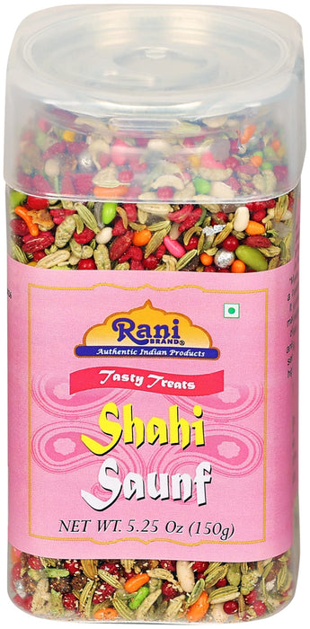 Rani Shahi Saunf 5.25oz (150g) Vacuum Sealed, Easy Open Top, Resealable Container ~ Indian Tasty Treats | Vegan | Gluten Friendly | NON-GMO | Indian Origin