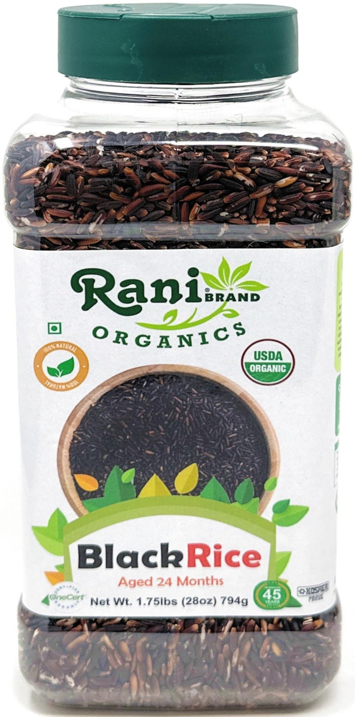 Black Rice From Rara Rani Black Rice Extra Long Aged 28oz (1.75lbs) 800g PET Jar ~ All Natu ...