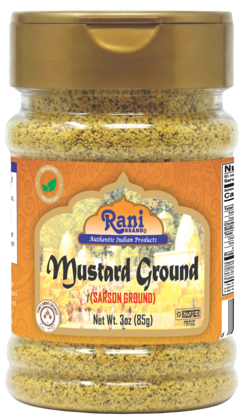 Rani Mustard Seeds Ground, Powder Spice (Rai Sarson) 3oz (85g) PET Jar ~ All Natural | Gluten Friendly | NON-GMO | Kosher | Vegan | Indian Origin