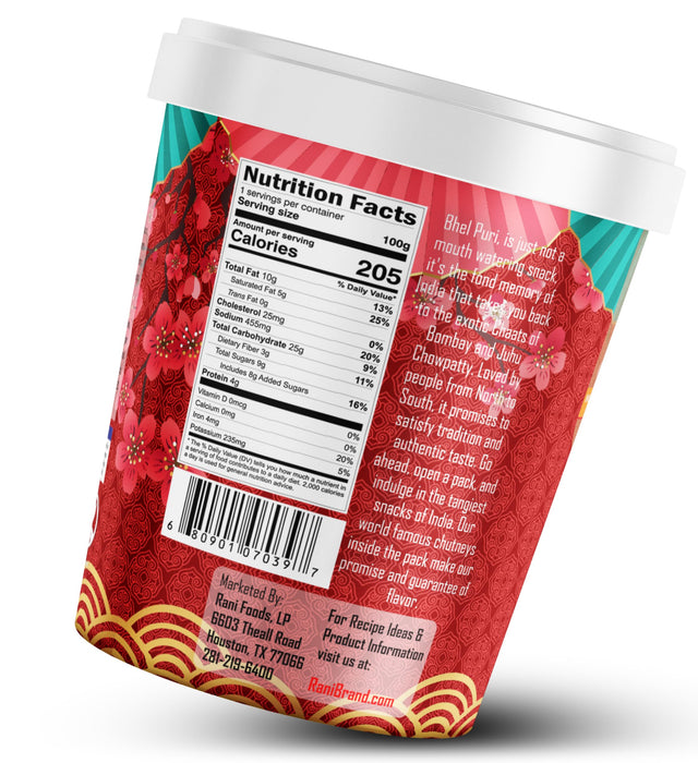 Rani Chinese Noodle Bhel Puri Cup (Spicy & Crunchy Indian Snack w/mouth watering Indian Chutneys) 3.5oz (100g), Pack of 6+1 FREE ~ Ready to Eat | Vegan | NON-GMO | Indian Origin