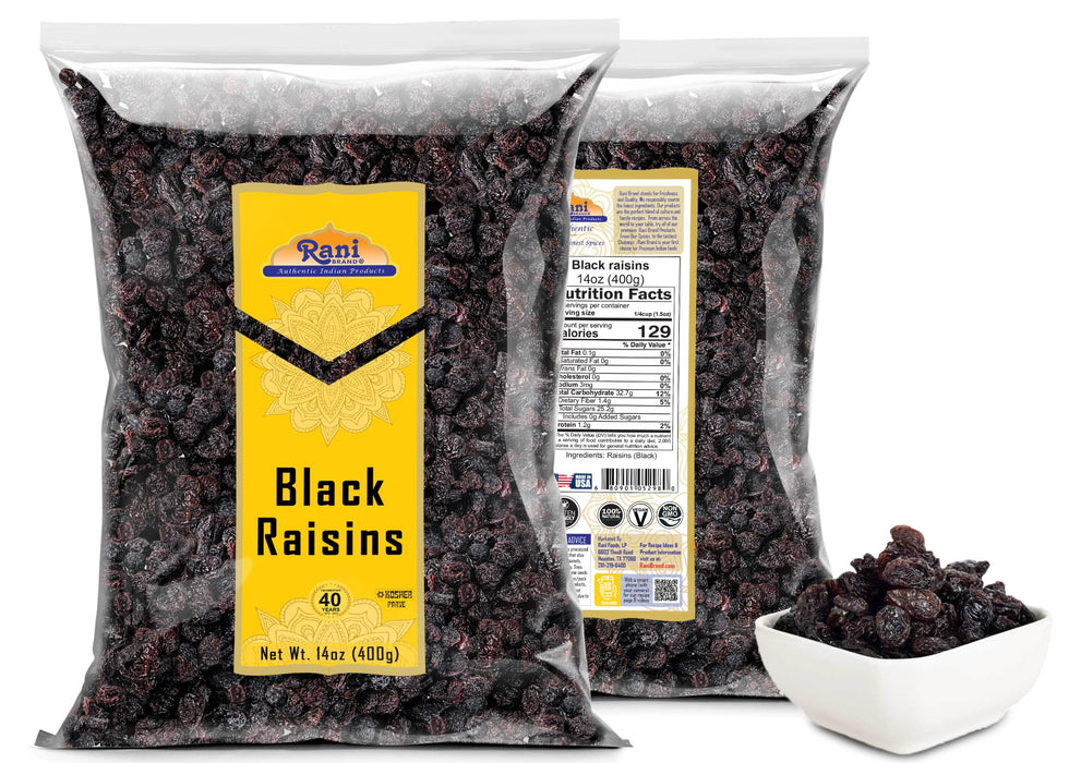 Rani Black Raisins 14oz (400g) ~ All Natural | Gluten Friendly | Non-GMO | Kosher | Vegan | Product of USA