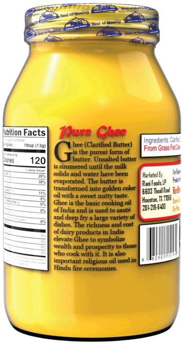 Rani Ghee Pure & Natural from Grass Fed Cows (Clarified Butter) 32oz (2lbs) 908g ~ Glass Jar | Keto Friendly | Gluten Free | Kosher | Product of USA