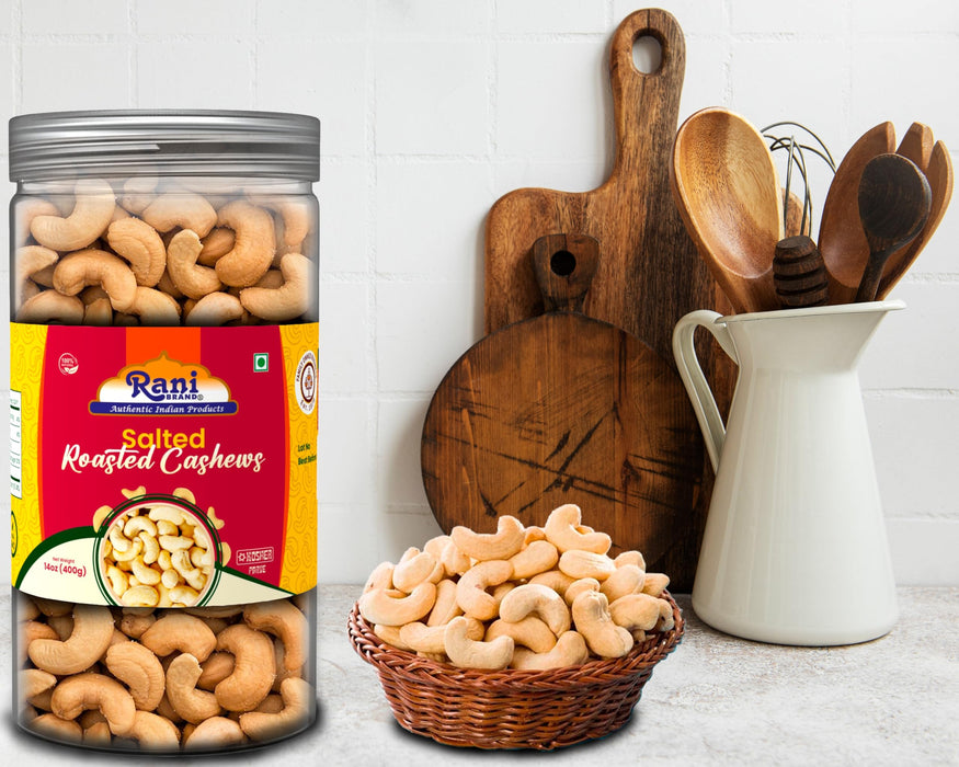 Rani Salted Roasted Cashews 14oz (400g) PET Jar, Non-Fried, Oil Free ~ All Natural | Vegan | Gluten Friendly | NON-GMO | Kosher | Air Roasted, Crunchy & Flavorful