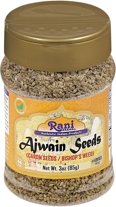 Rani Ajwain Seeds (Carom Bishops Weed) Spice Whole 3oz (85g) PET Jar ~ All Natural | Vegan | Gluten Friendly | NON-GMO | Indian Origin