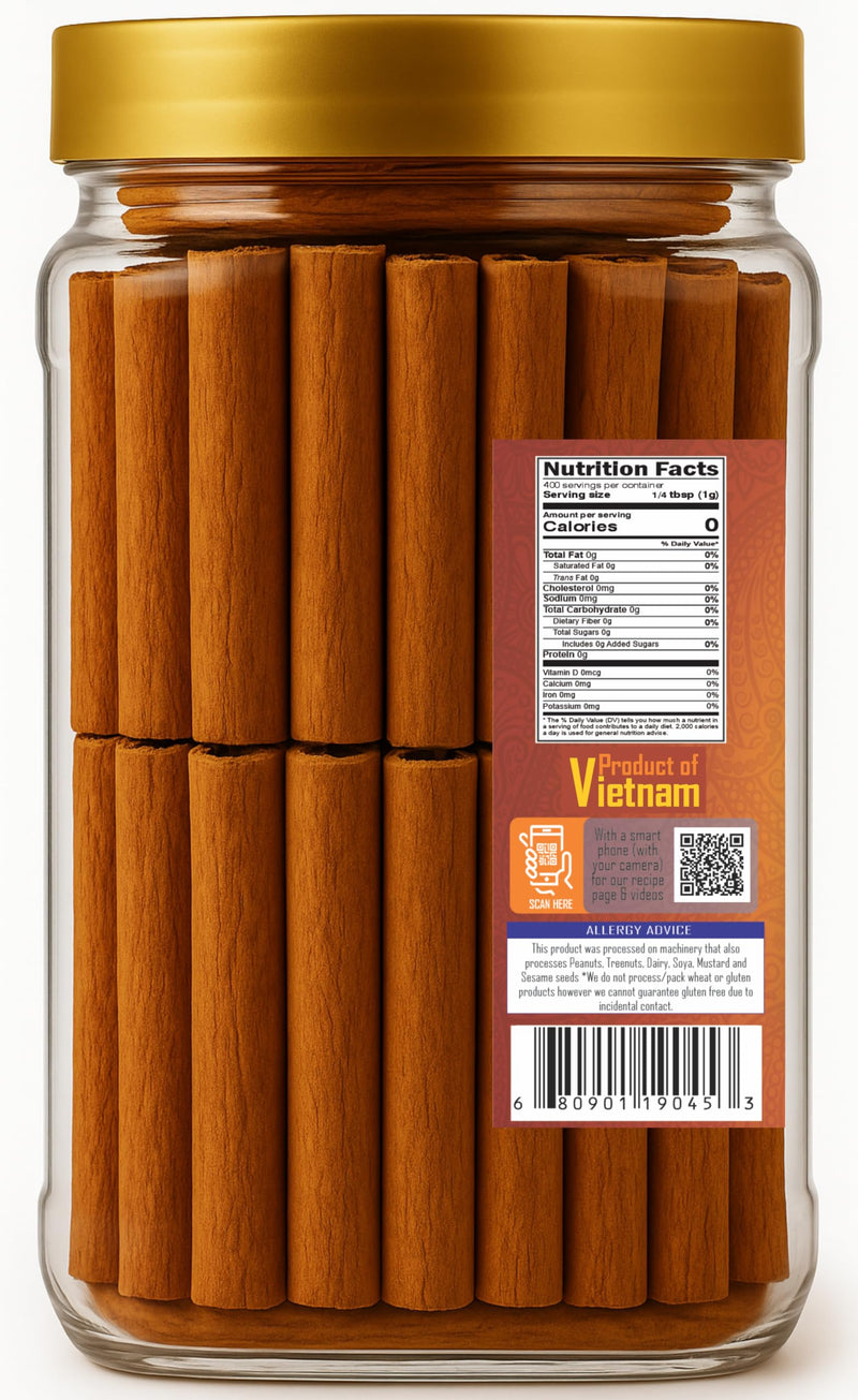 Rani Cinnamon Sticks 14oz (400g) PET Jar - 72-88 Sticks - Strong Aroma, Perfect for Baking, Cooking & Beverages | 3+ Inches Length - Cassia Saigon Cinnamon from Vietnam | Kosher