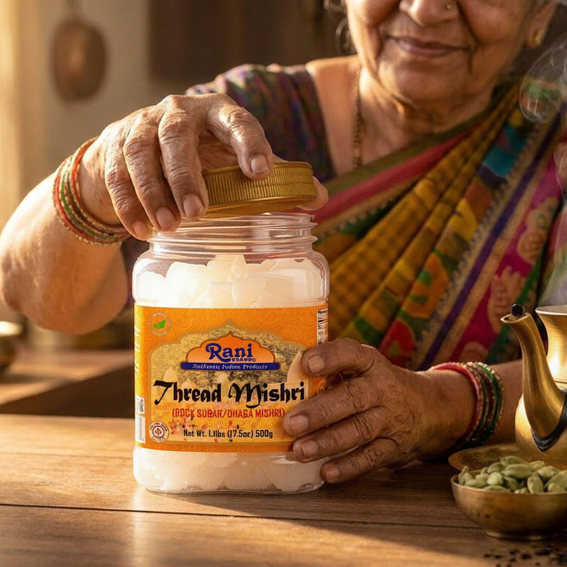Rani Thread Misri (Rock Sugar / Dhaga Mishri) 17.5oz (1.1lbs) 500g PET Jar ~ All Natural | Gluten Friendly | No Colors | Vegan | Kosher | Indian Origin