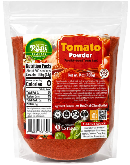 Rani Tomato Powder (Pure Dehydrated Tomato Base) 14oz (400g) ~ Gluten Free | NON-GMO | Kosher | Vegan | Sodium Free | Product of Israel
