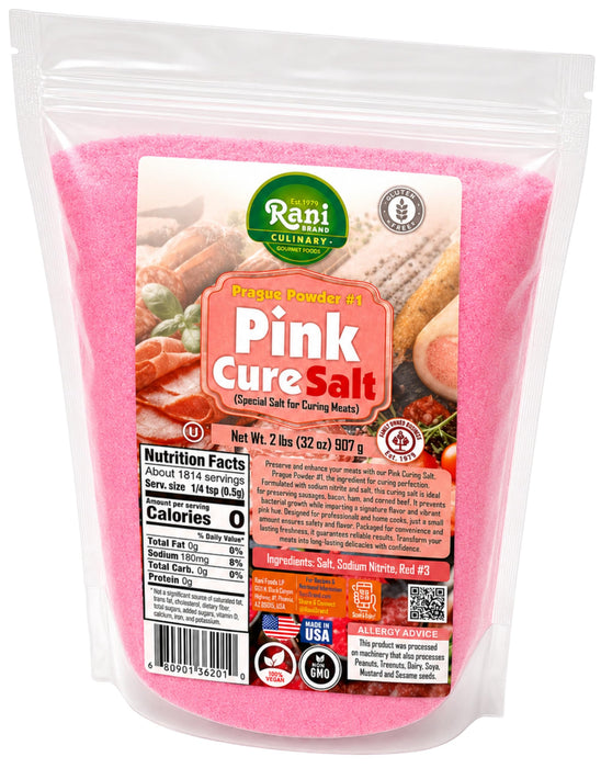 Rani Pink Cure Salt (Special Salt for Curing Meats) 32oz (2lbs) 908g ~ Gluten Free | NON-GMO | Kosher | Vegan | Product of USA