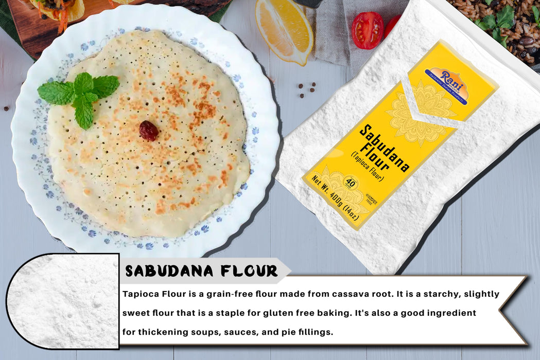 Rani Sabudana Flour (Tapioca/Sago Flour) 14oz (400g) ~ All Natural | Vegan | Gluten Friendly | NON-GMO | Kosher | Indian Origin