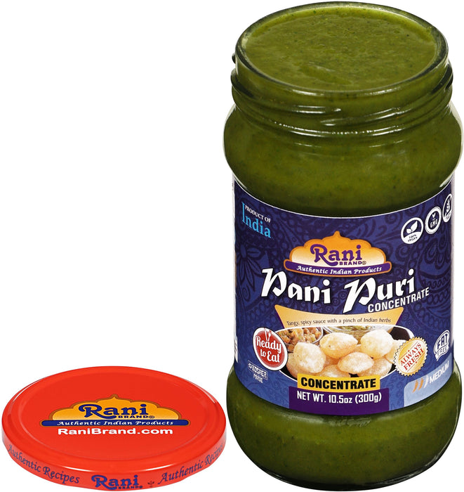Rani Pani Puri Concentrate (Sweet & Spicy to Make Pani Water / Spicy Water) 10.5oz (300g) Glass Jar, Ready to Eat ~ Vegan | Gluten Free | NON-GMO | Kosher