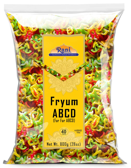 Rani Far Far / Fryums (Wheat & Tapioca Pellet) ABCD Shape 28oz (800g) ~ Vegan, Kosher, Uncooked, Used to Make Papad, Bhungra / Chip Snack