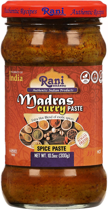 Rani Madras Curry Cooking Spice Paste 10.5oz (300g) Glass Jar ~ No Colors | All Natural | NON-GMO | Kosher | Vegan | Gluten Free | Indian Origin