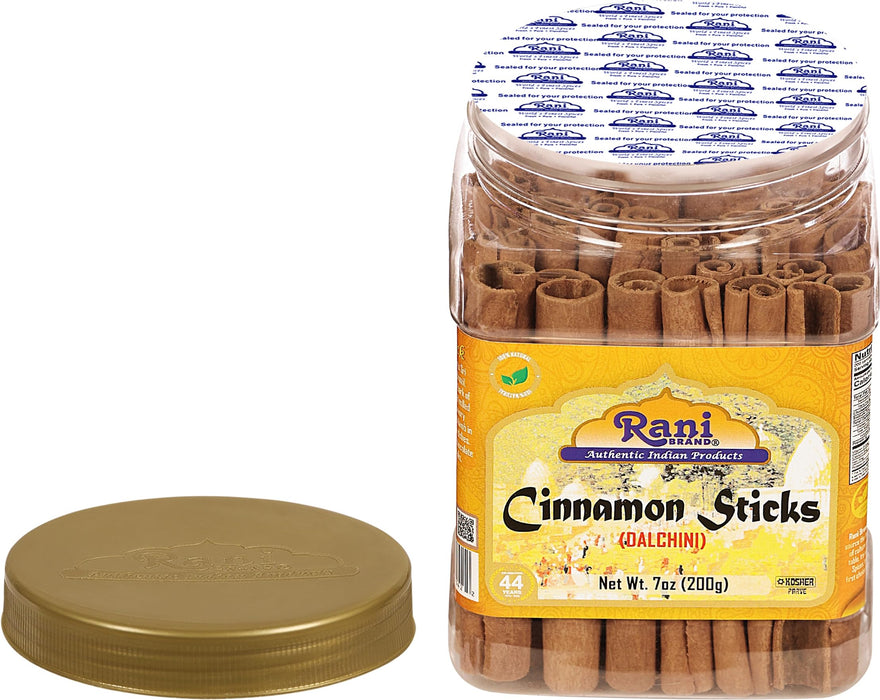 Rani Cinnamon Sticks 7oz (200g) ~ 22-26 Sticks 3 Inches in Length Cassia Round, PET Jar ~ All Natural | Vegan | No Colors | Gluten Friendly | NON-GMO | Kosher