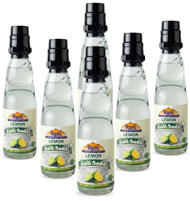 Rani Lemon Goli Soda 6.7 fl oz (200 ml) Glass Bottle with Marble Seal, Pack of 6 ~ Vegan | Gluten Free | Non-GMO | Indian Origin