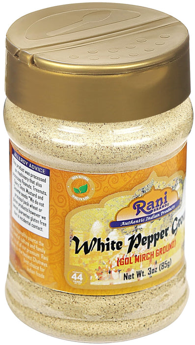 Rani White Pepper (Peppercorns) Ground, Spice 3oz (85g) ~ All Natural | Vegan | Gluten Friendly | NON-GMO | Kosher | Indian Origin