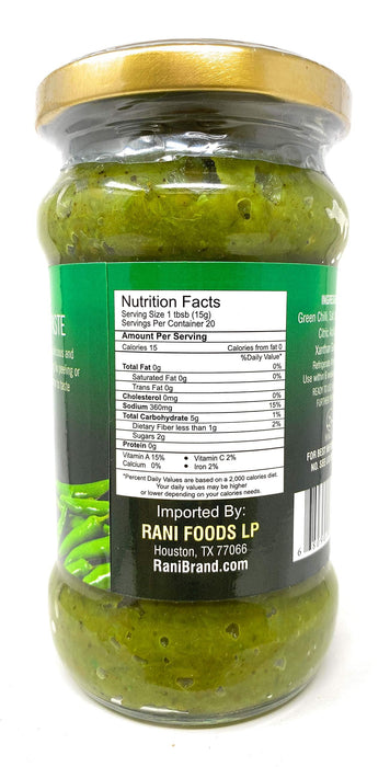 Rani Green Chilli Cooking Paste 10.58oz (300g) Glass Jar ~ Vegan | Gluten Free | NON-GMO | No Colors | Indian Origin
