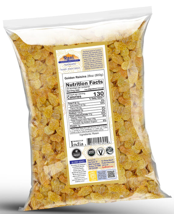 Rani Golden Raisins 28oz (800g) ~ All Natural | Gluten Friendly | NON-GMO | Kosher | Vegan | Indian Origin