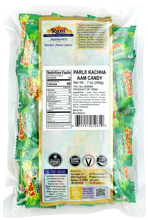 Rani Parle Kachha Aam Candy 7oz (200g) Individually Wrapped ~ Indian Tasty Treats | Vegan | Gluten Friendly | NON-GMO | Indian Origin