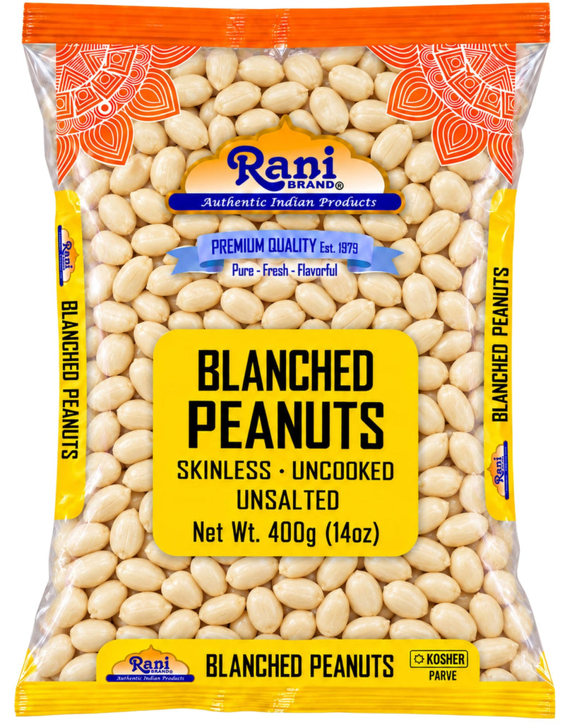 Rani Peanuts Skinless (Blanched, Uncooked) 14oz (400g) ~ All Natural | Vegan | Gluten Friendly | Kosher | Fresh Product of USA ~ Spanish Grade Groundnuts