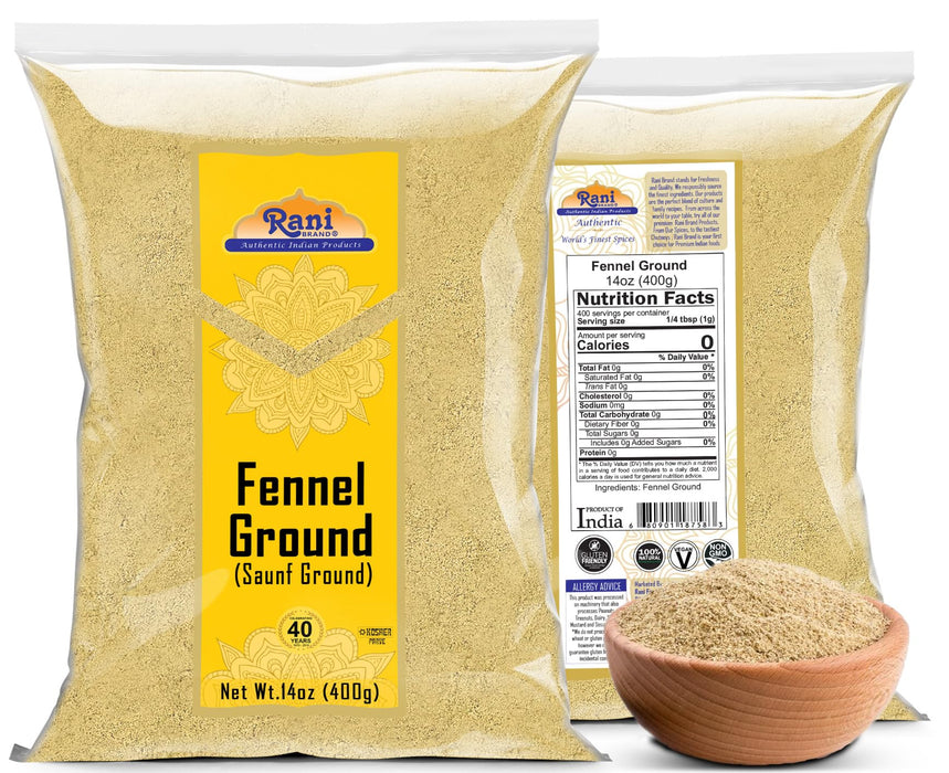 Rani Fennel Ground (Saunf) Powder Spice 14oz (400g) ~ All Natural | Gluten Friendly | NON-GMO | Kosher | Vegan | Indian Origin