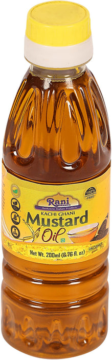 Rani Mustard Oil (Kachi Ghani) 6.76 Ounce (200ml) NON-GMO | Gluten Free | Kosher | Vegan | 100% Natural