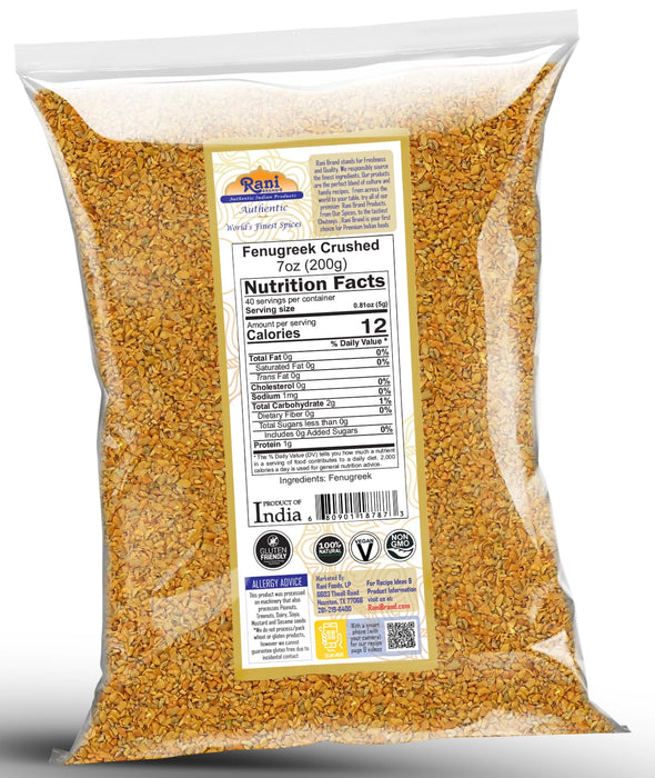 Rani Fenugreek (Methi) Seeds Crushed 7oz (200g) Trigonella foenum graecum ~ All Natural | Vegan | Gluten Friendly | Non-GMO | Kosher