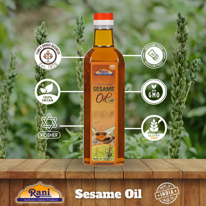 Rani Sesame Oil 33.8 Ounce (1 Liter) Cold Pressed | 100% Natural | NON-GMO | Kosher | Vegan | Gluten Free