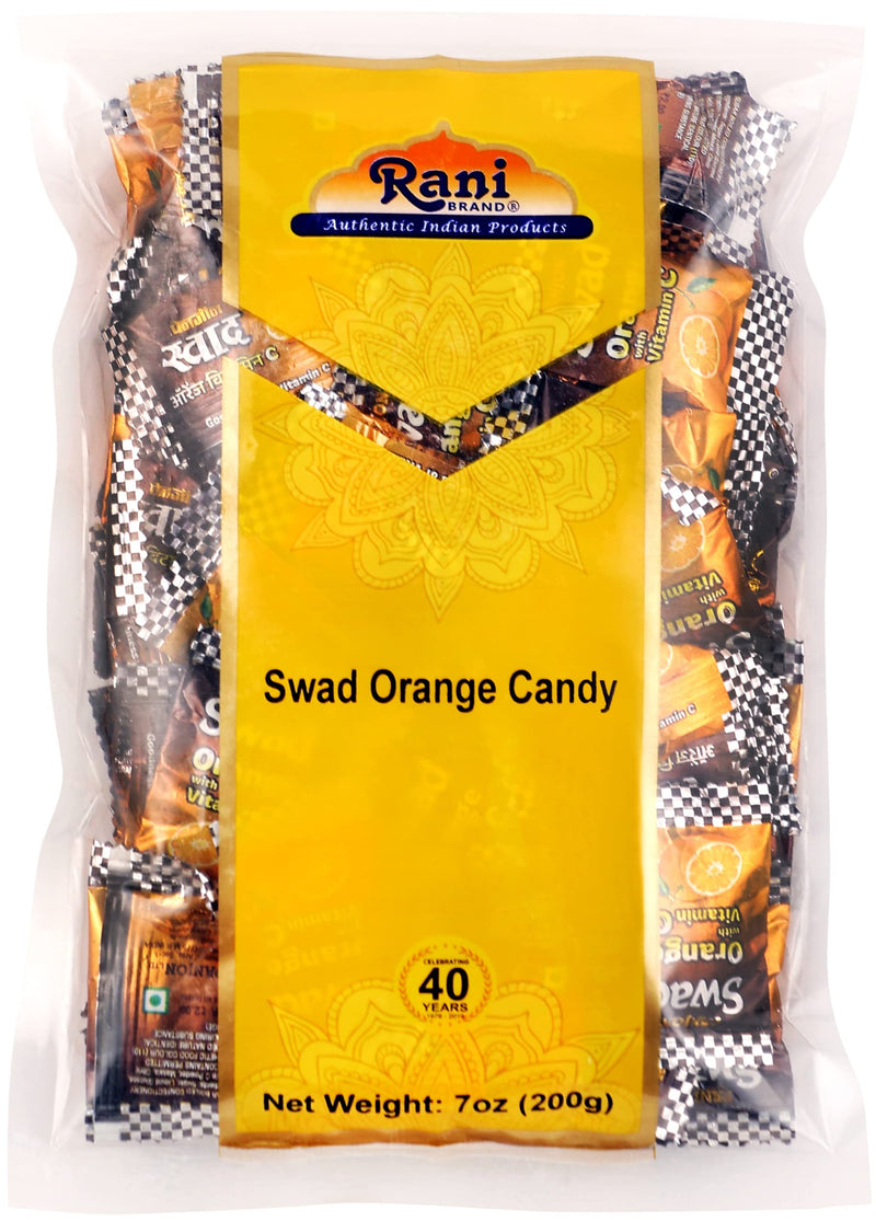 Rani Swad Orange Candy 7oz (200g) Individually Wrapped ~ Indian Tasty Treats | Vegan | Gluten Friendly | NON-GMO | Indian Origin