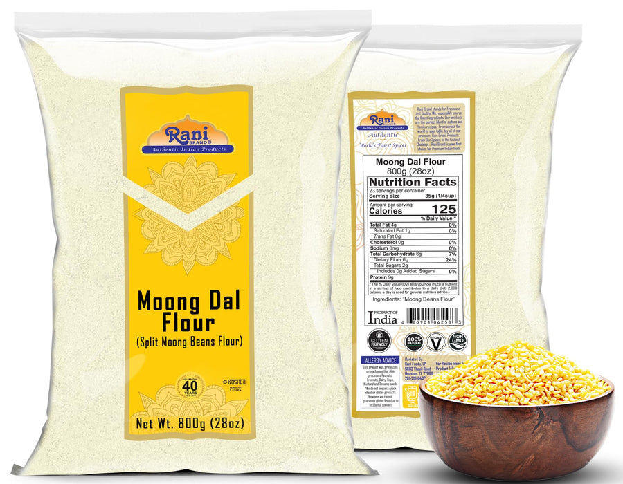 Rani Moong Flour (Mung Bean Flour, Green Gram Flour) 28oz (1.75lbs) 800g ~ All Natural | Vegan | Gluten Friendly | NON-GMO | Kosher | Indian Origin