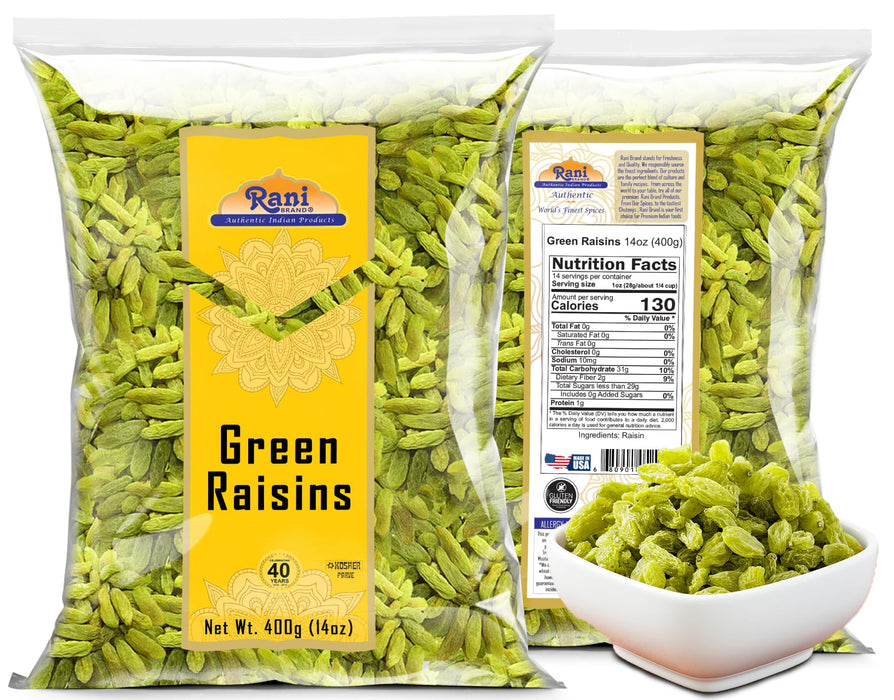 Rani Green Raisins 14oz (400g) ~ All Natural | Gluten Friendly | NON-GMO | Kosher | Vegan | Indian Origin